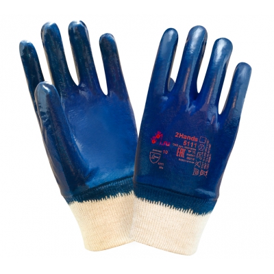 Перчатки трикотажные с нитриловым покрытием 2Hands Light 5111 Blue