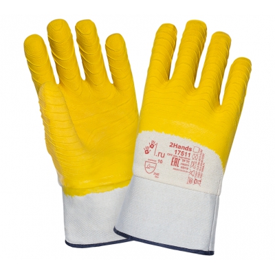 Перчатки трикотажные с латексным покрытием 2Hands GreenSafety 17511