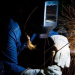 Краги сварщика спилковые серые 35 см, рр 10.5 Китай