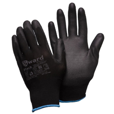 Перчатки нейлоновые с черным полиуретаном Gward Black