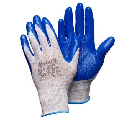 Нейлоновые перчатки с нитриловым покрытием Gward Blue
