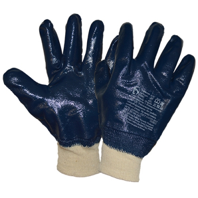 Перчатки хлопковые с полным нитриловым покрытием, манжет резинка