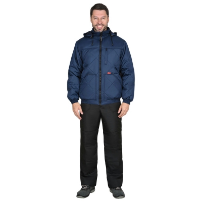 Куртка СИРИУС-ПРАГА-ЛЮКС короткая с капюшоном, темно-синяя