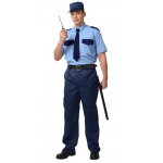 Рубашка Охранника, короткий рукав, голубая с темно-синим