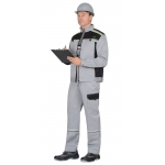 Костюм СИРИУС-ПРАКТИК куртка, п/к св. серый с черным