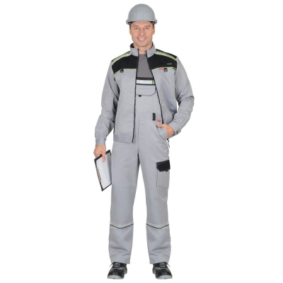 Костюм СИРИУС-ПРАКТИК куртка, п/к св. серый с черным