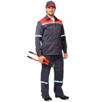 Костюм СИРИУС-МЕХАНИК куртка, брюки серый с красным и СОП