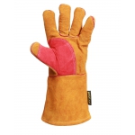 Краги утеплённые спилковые ГРЕНАДЕРнить Кевлар, иск. мех жёлт450 г/м2, дл.45 см, р.12(КРА009)