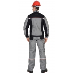 Костюм СИРИУС-СТАН куртка, п/к ср.серый с черной и красной отделкой