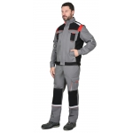 Костюм СИРИУС-СТАН куртка, п/к ср.серый с черной и красной отделкой