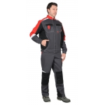 Костюм мужской летний СИРИУС-ФАВОРИТ-МЕГА куртка и полукомбинезон, серый с черным и красным, СОП