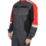 Костюм мужской летний СИРИУС-ФАВОРИТ-МЕГА куртка и полукомбинезон, серый с черным и красным, СОП