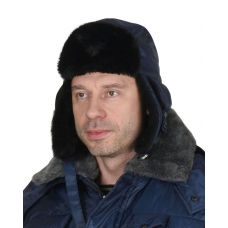 Шапка-ушанка СИРИУС-ЕВРО плюс т.синяя (тк. Оксфорд)