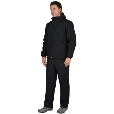 Костюм СИРИУС-АЗОВ с капюшоном черный софтшелл пл 350 г/кв.м