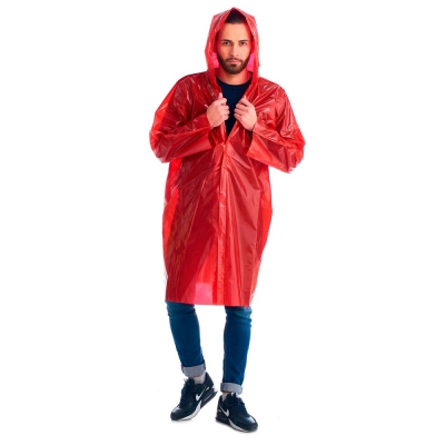 Плащ-дождевик СИРИУС-ЛЮКС на липучке ПВД 80 мкр. пропаянные швы, красный