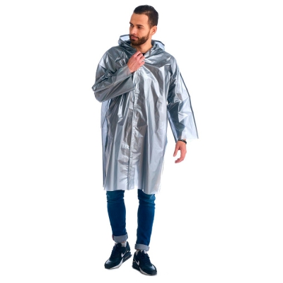 Плащ-дождевик СИРИУС-ЛЮКС на липучке ПВД 80 мкр. пропаянные швы, серебряный