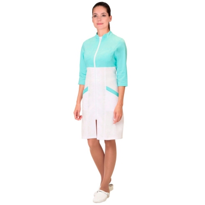 Халат СИРИУС-ДЕЛИЯ женский белый с мятным