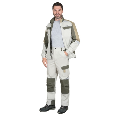 Костюм СИРИУС-КАСПИЙ куртка, брюки, молочный с оливой, песочным и СОП
