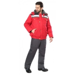 Куртка СИРИУС-ФАВОРИТ мех. ворот, красная с серым и лимонным кантом и СОП