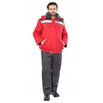 Куртка СИРИУС-ФАВОРИТ мех. ворот, красная с серым и лимонным кантом и СОП