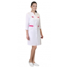 Халат СИРИУС-БРАЙТЛИ женский белый с фуксией