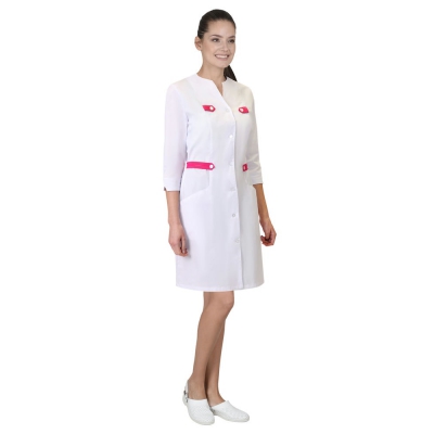 Халат СИРИУС-БРАЙТЛИ женский белый с фуксией