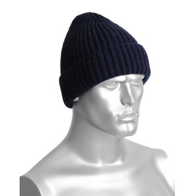 Шапка полушерстяная зимняя, утеплитель флис, цвет темно-синий