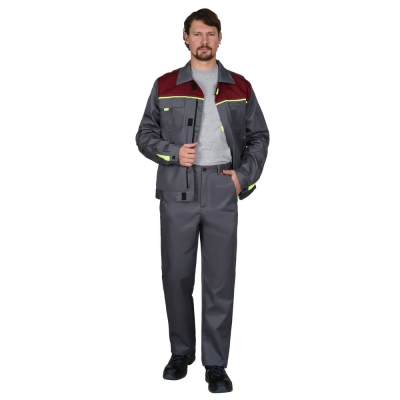 Костюм СИРИУС-ФАВОРИТ куртка, брюки серый с бордовым