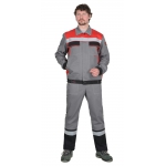 Костюм СИРИУС-МАСТЕР летний, куртка короткая, брюки, средне-серый с красным с СОП