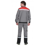 Костюм СИРИУС-МАСТЕР летний, куртка короткая, брюки, средне-серый с красным с СОП