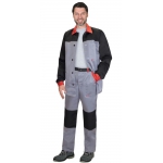 Костюм СИРИУС-АСПЕКТ куртка длин., брюки, средне-серый с черным и красной отделкой