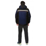 Куртка СИРИУС-ПРАКТИК зимняя кор. темно-синяя с черным и оранжевым кантом и СОП, мех. ворот