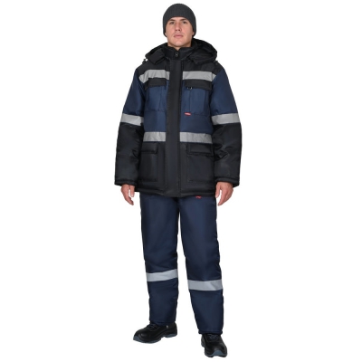 Куртка СИРИУС-ТЕРМИНАЛ зимняя, темно-синяя с черным и СОП