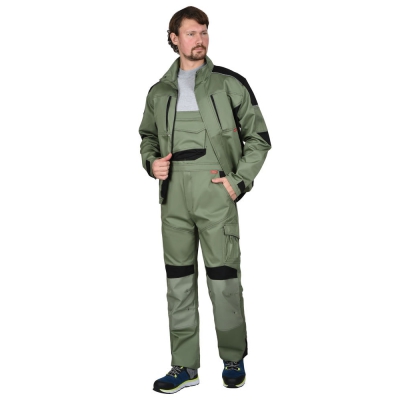 Костюм СИРИУС-ЦИТРИН куртка, полукомбинезон, светло-оливковый с черным