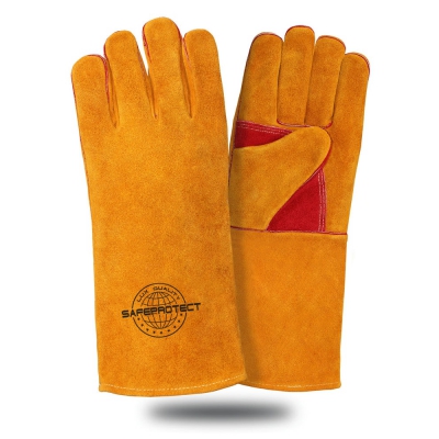 Краги спилковые Safeprotect усиленные желто-красные (подкладка) дл.40 см р.12 (х12х60)