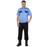 Рубашка Охранника на резинке, короткий рукав, голубая с темно-синим
