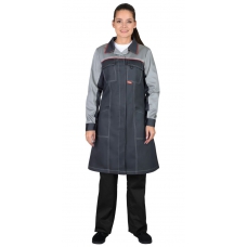 Халат СИРИУС-ИРИНА женский, тёмно-серый со светло-серым и красным кантом