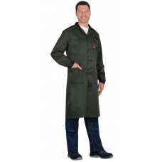 Халат СИРИУС-ТЕХНИК мужской, серый с черным и лимонной отделкой