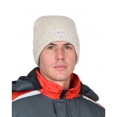 Шапка трикотажная бежевая СИРИУС Юка с утеплителем Тинсулейт (х12х120)