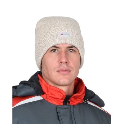 Шапка трикотажная бежевая СИРИУС Юка с утеплителем Тинсулейт (х12х120)