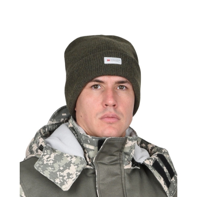 Шапка трикотажная темно-зеленая СИРИУС Юка с утеплителем Тинсулейт (х12х120)