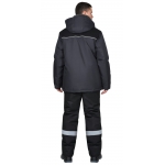 Куртка СИРИУС-МАСТЕР-М зимняя, муж. с мех. воротником и капюшоном, тёмно-серая с черым и СВ кантом