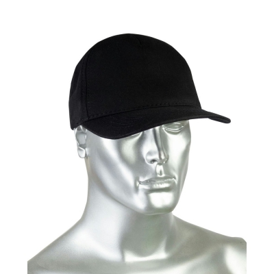 Кепка-бейсболка черная пл.190 гр/м2 (пакет по 25 шт.,в упаковке 200 шт.)