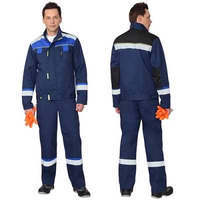 Костюм Бостон синий, куртка, полукомбинезон