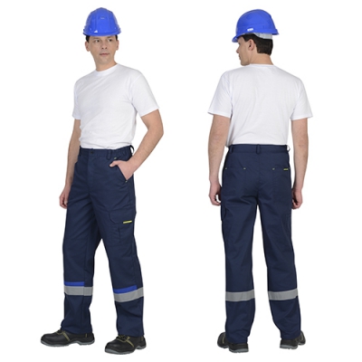 Брюки Бостон синие со светоотражающими полосками