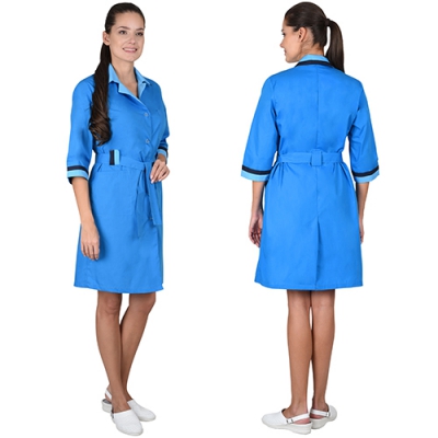 Халат женский Флора темно-голубой