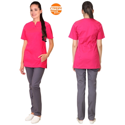 Костюм женский Валерия фуксия с серым