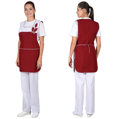 Фартук-сарафан Весна бордовый с белым