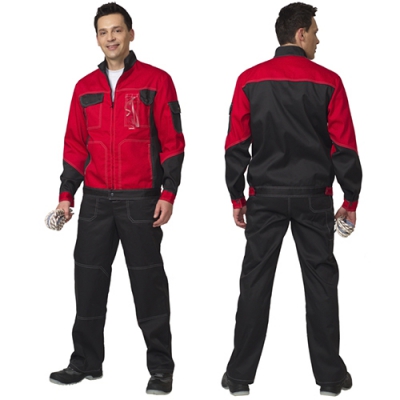Костюм Гранд черный с красным, куртка, полукомбинезон