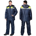 Куртка Бригадир зимняя удлиненная, цвет синий с лимонным